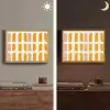 Geometrisch - Patroon - Geel - Roze Light Box met batterij (Wandlamp) middel 907 -sfeer3