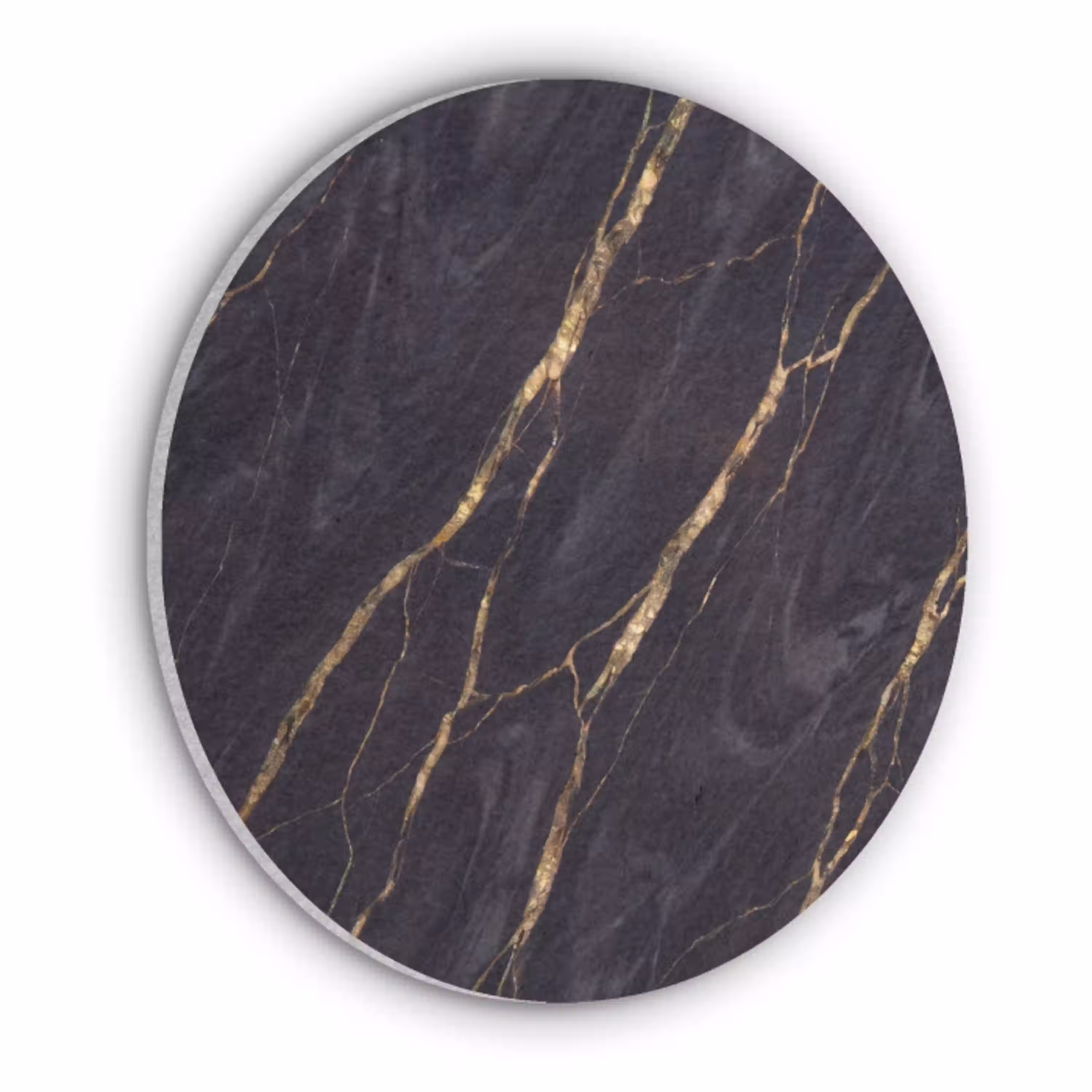 Marmer - Gouden aders - Abstract - Zwart Akoestische PET Vilt - Rond klein -3d