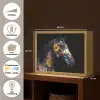 Paard - Bloemen - Zwart Light Box met batterij (Wandlamp) middel -USP_websiteoverzichtNL