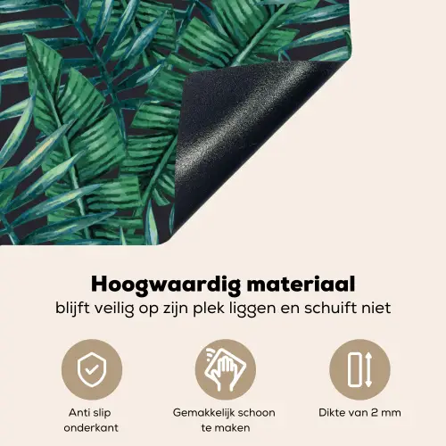 Bladeren - Inductie beschermer - Jungle - Tropical Inductie beschemer met haakjes middel -ky-onderkant-nl