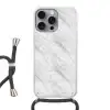 Klassiek - Marmer - Grijs Hoesje iPhone 16 Pro Max met koord klein 804 -3d