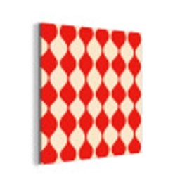 Golvend patroon - Retro - Rood - Beige aluminium wit klein 46 -3d