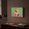 Retro - Vrouw - Stad - Zon Light Box met batterij (Wandlamp) middel -sfeer1