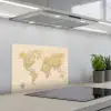 Wereldkaart - Realistisch - Beige keuken achterwand spatscherm klein -3d_schuin