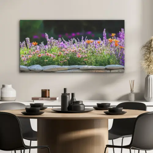 Bloemen - Steenrand - Kleurrijk PET vilt middel -sfeer1