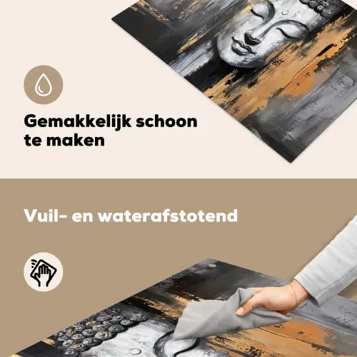 Boedhha - Penseelstreken - Goud - Abstract Inductie beschemer met haakjes klein -ky-schoon-nl