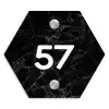 Zwarte marmer - Traditioneel Naambord Hexagon klein -3d