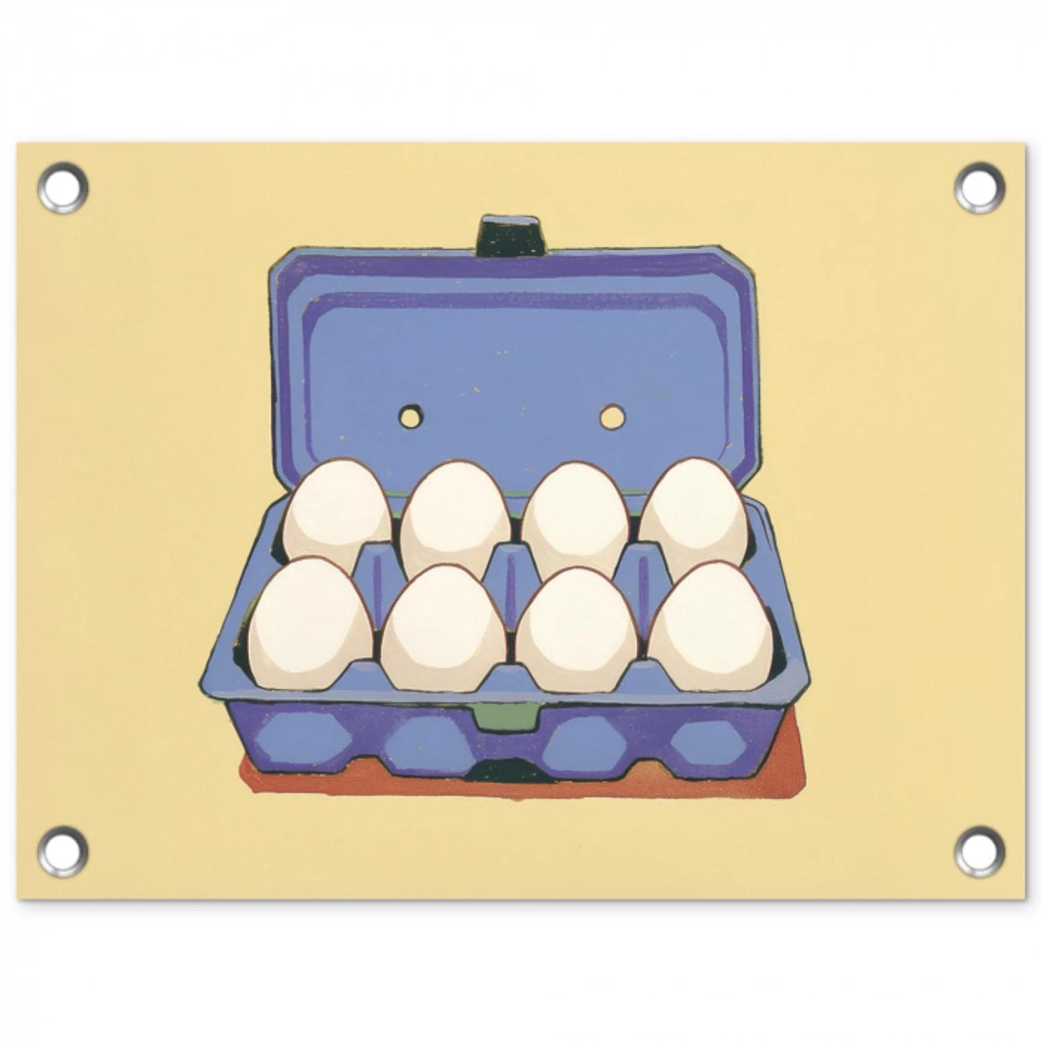 Eieren - Doos - Minimalistisch - Blauw tuinposter los doek klein -3d