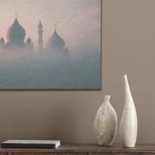 Moskee - Minaretten - Roze mist PET vilt klein -sfeer6_closeup