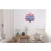 Koraal - Verfstructuur - Rood - Blauw Wandcirkel aluminium klein -woonkamer