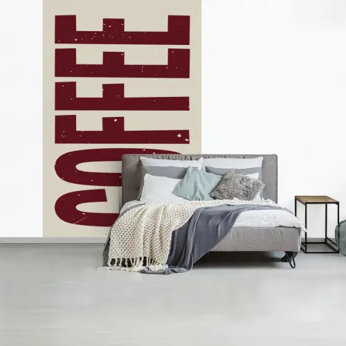 Koffie -Japandi - Rood - Vintage fotobehang vinyl groot -slaapkamer