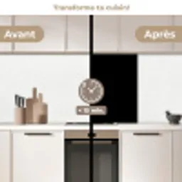 Zwart - Effen kleur keuken achterwand 2 middel 865 -voor-na2_FR