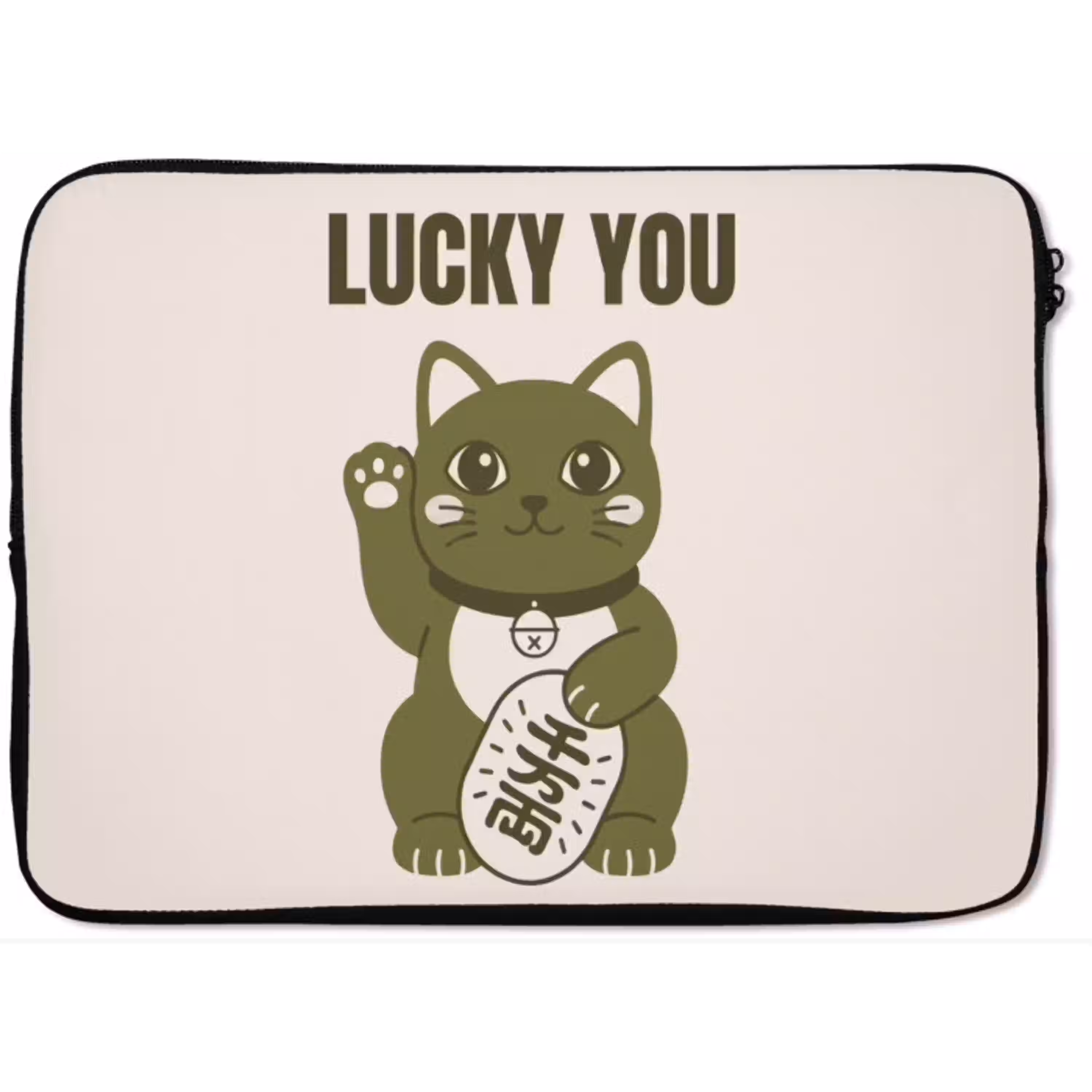 Kat - Geluk - Dieren - Modern - Groen laptophoes neopreen klein -zkaufland3dotto