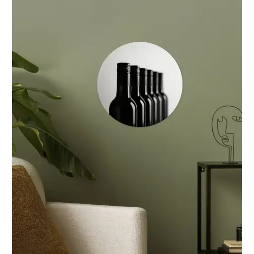 Wijnflessen - Zwart - Minimalistisch Wandcirkel behangsticker klein -sfeer2