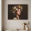 Portret - Vrouw - Bloemen Textielframe zwart klein -sfeer2