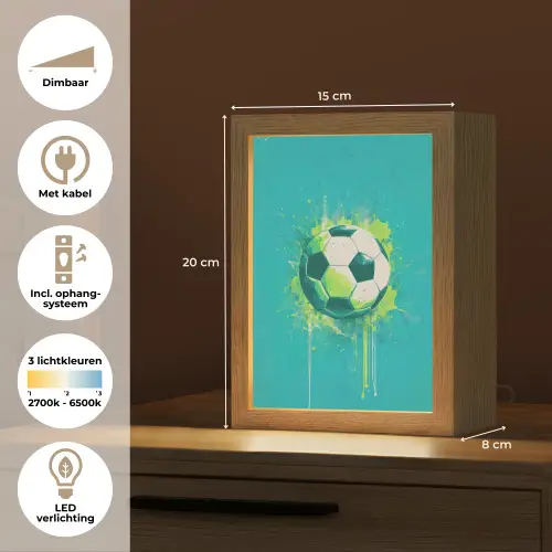 Voetbal - Abstract - Verfspatten - Groen Light Box met kabel klein -USP_NL