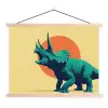 Triceratops - Cirkel - Oranje - Hoorns textielposter latten blank klein -3d