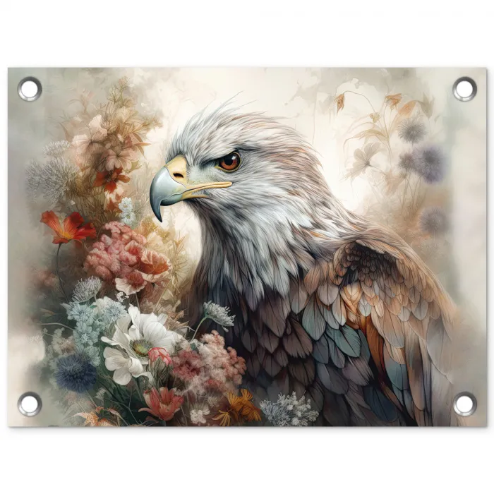 Arend - Adelaar - Vogel - Bloemen - Natuur tuinposter los doek klein -3d