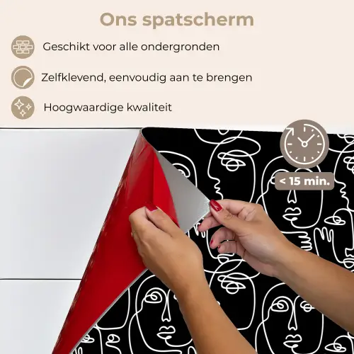 Lijn - Patroon - Gezichten - Abstract keuken achterwand spatscherm klein 900 -spatscherm_NL