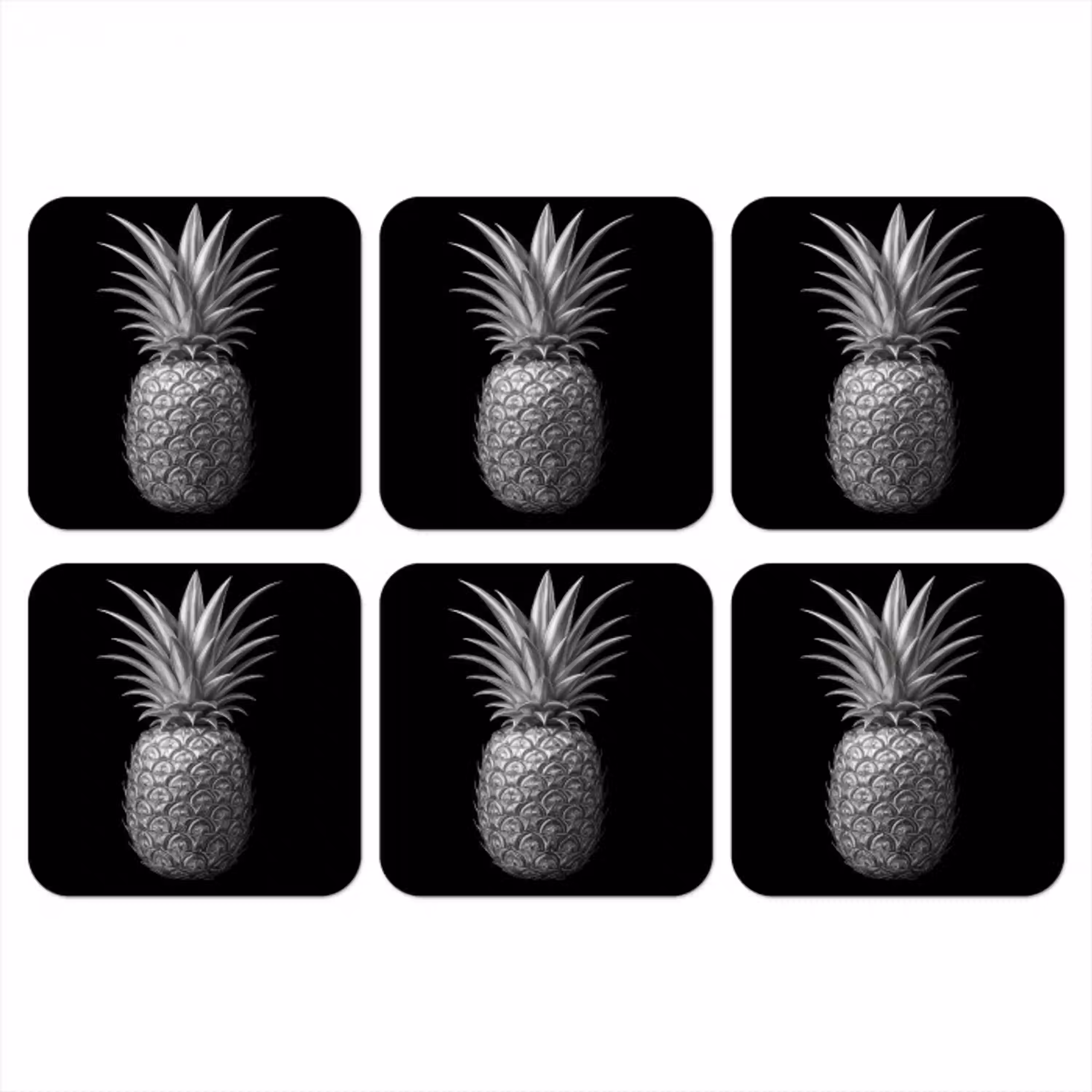 Ananas - Gedetailleerd - Bladeren onderzetter kurk middel -3d
