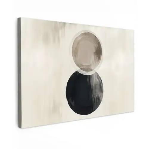 Cirkels - Vorm - Beige - Abstract canvas 2cm klein -z3d