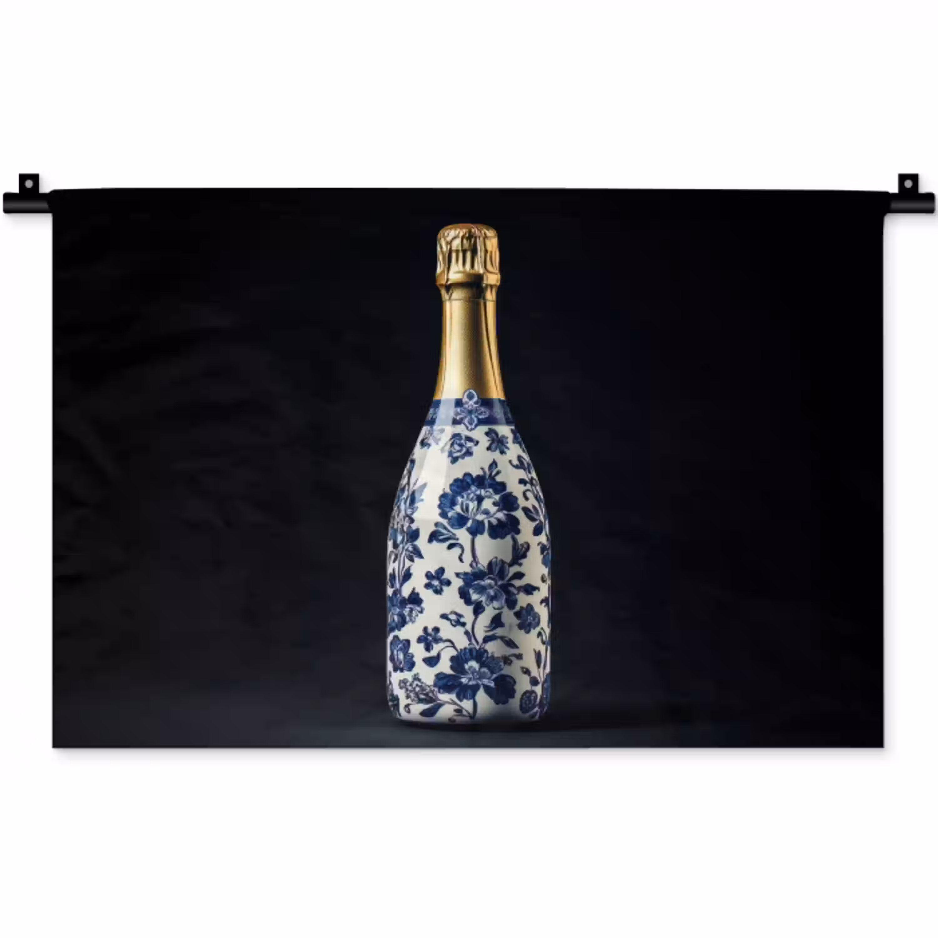 Champagne - Bloemen - Goud - Chique Wandkleed katoen klein -zz3d