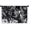 Springen - Paard - Zwart - Wit Wandkleed katoen klein -zz3d