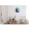 Dobbelstenen - Kleurrijk - Getallen - Stipjes Wandcirkel aluminium klein -woonkamer