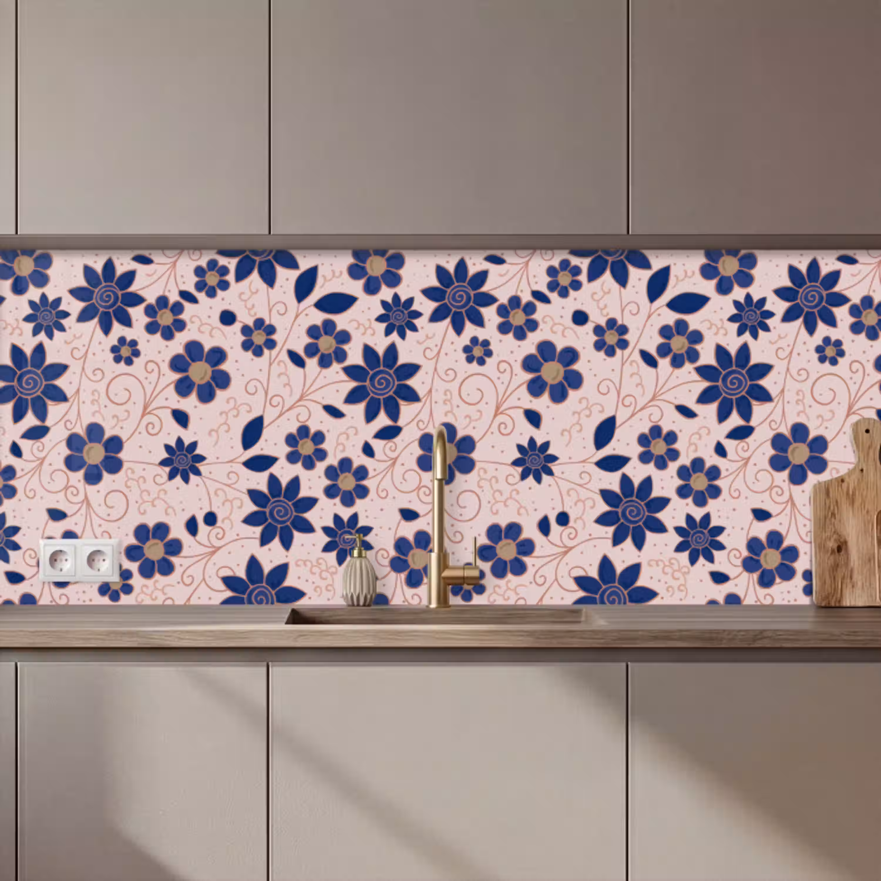 Bloemen - Blauw - Japan - Patronen keuken achterwand 2 middel 871 zz_3dshopping