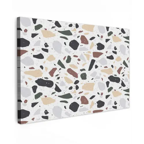 Terrazzo -  Patroon - Kleurrijk - Klei Tuinposter op houten frame 2 cm dik klein 845 -3d