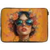 Vrouw - Bloemen - Aesthetic - Oranje laptophoes neopreen klein -zkaufland3dotto