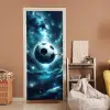 Voetbal - Galaxy - Ruimte - Sport - Blauw deurposter klein -sfeer1