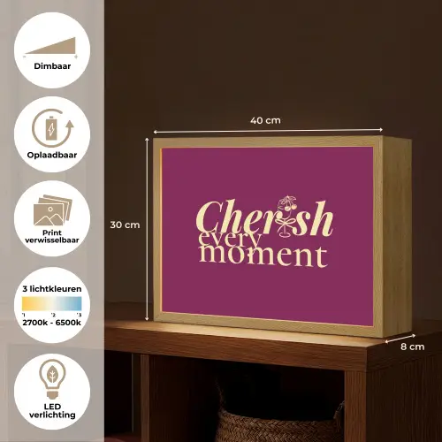 Cherish every moment - Cocktailglas - Bordeaux Light Box met batterij (Wandlamp) middel -USP_websiteoverzichtNL