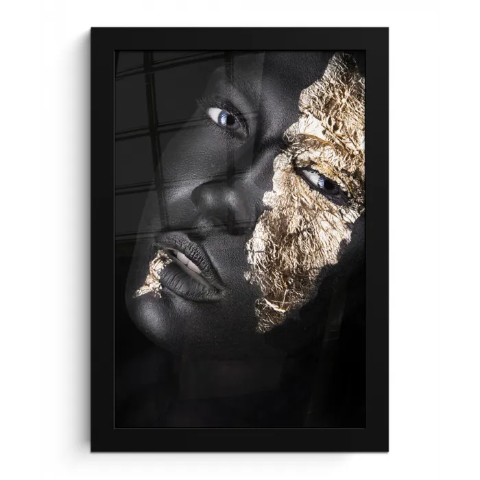 Vrouw - Goud - Zwart - Verf - Luxe fotolijst zwart zonder passe partout klein -3d