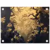 Bloemen - Takken - Goud - Sierlijk tuinposter los doek klein -3d