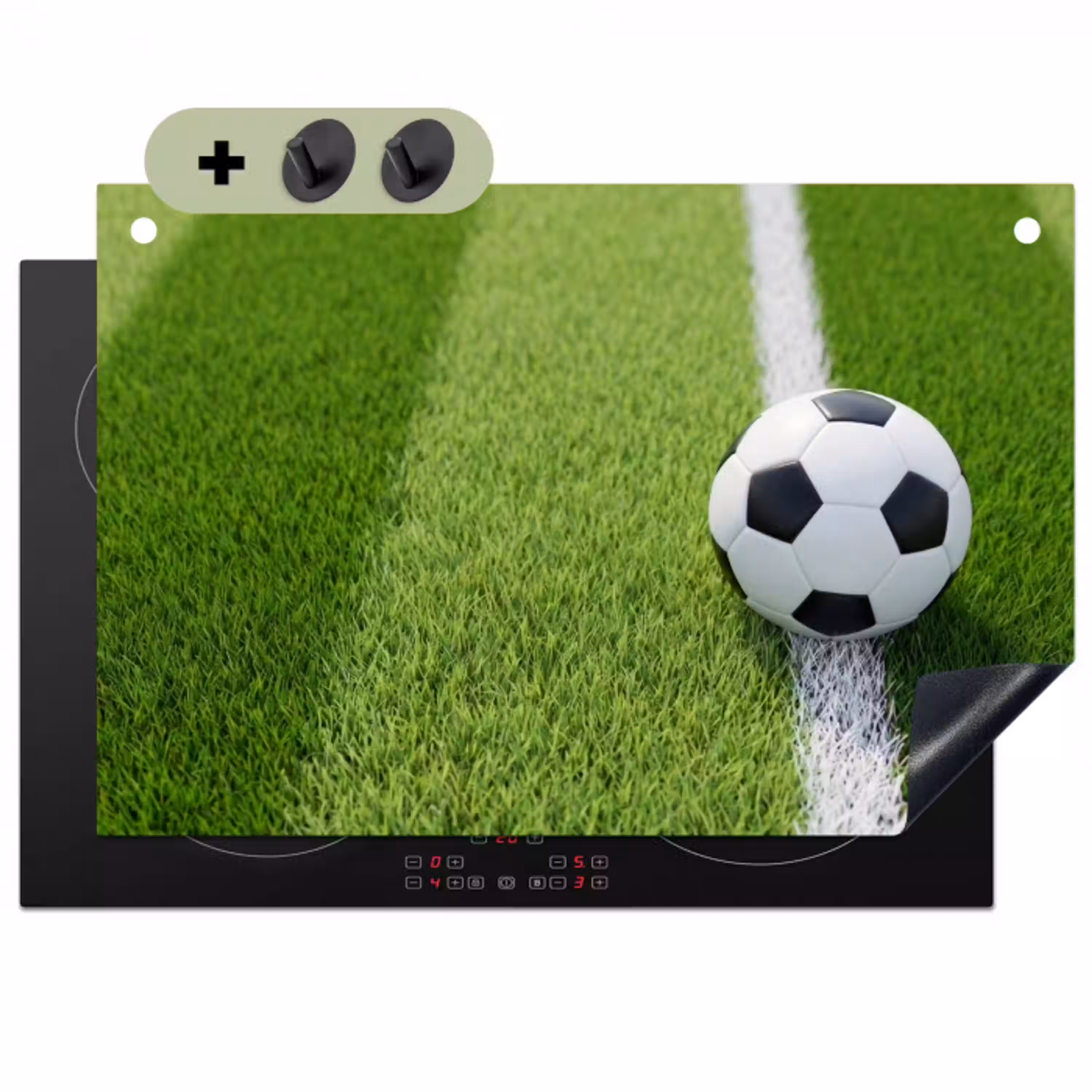 Voetbal - Grasveld - Sport - Groen Inductie beschemer met haakjes klein -3d