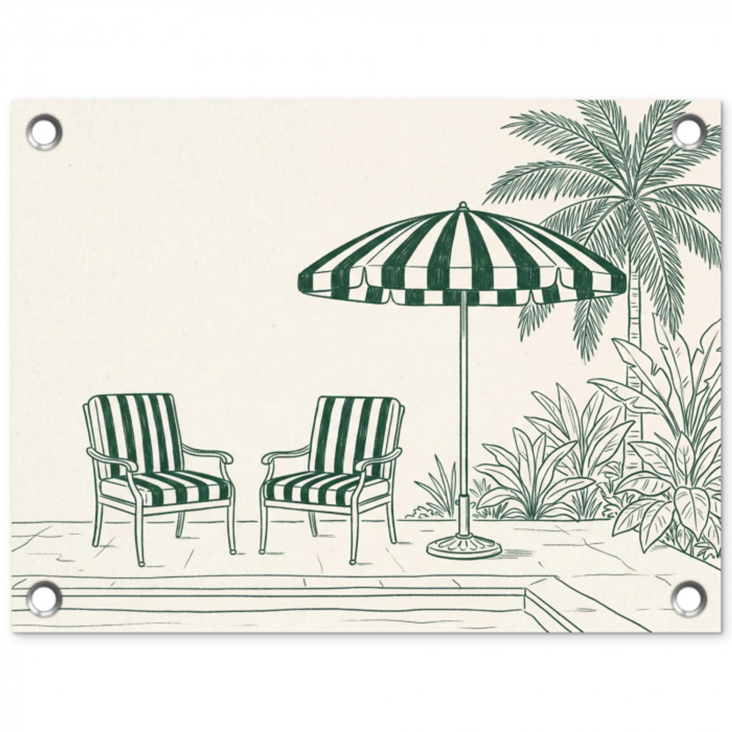 Terras - Illustratie - Groen tuinposter los doek klein -3d