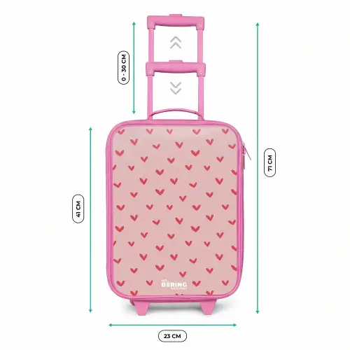 Hartjespatroon met roze kleuren Kinderkoffer - Roze klein -productfoto_formaten