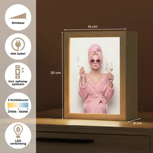 Vrouw - Roze - Wijn - Zonnebril Light Box met kabel (Tafellamp) klein -USP_NL
