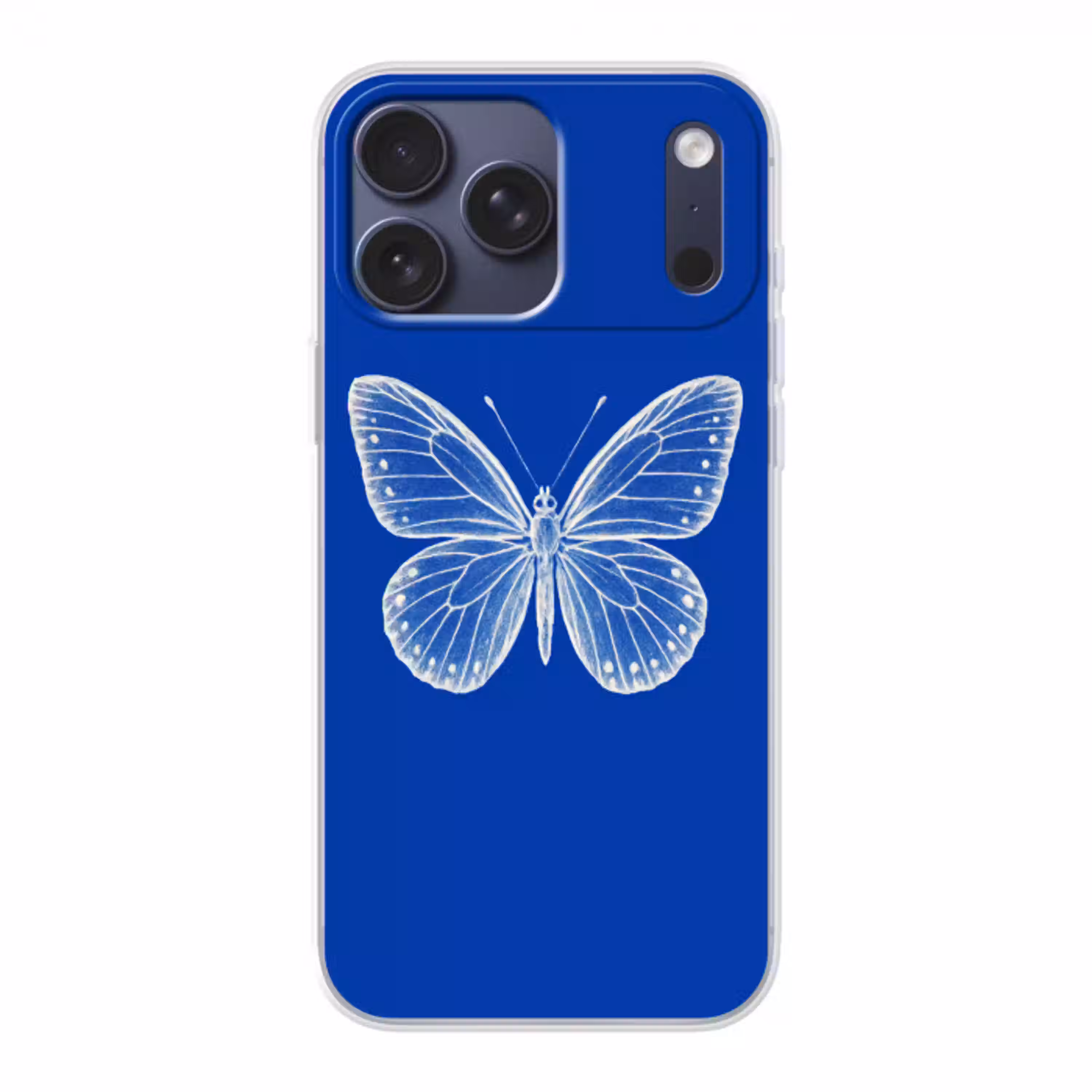 Vlinder - Wit - Getekend - Stippen Telefoonhoesje iPhone 17 Pro Max klein -3d