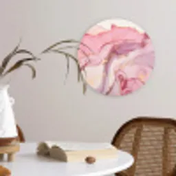 Goud - Marmer - Roze Wandcirkel kunststof plaat 5mm dik klein -sfeer4