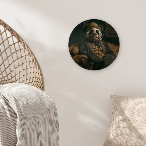 Panda - Hoed - Bril - Pak Wandcirkel kunststof plaat 5mm dik klein -sfeer5
