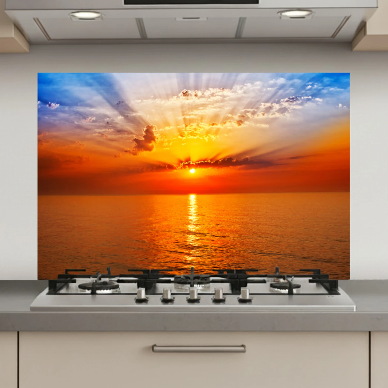 Zonsondergang - Zee - Lucht - Oranje - Horizon - Water keuken achterwand spatscherm klein -3d_website