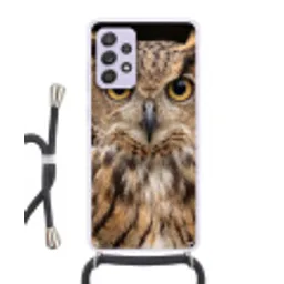 Oehoe - Uil - Portret - Bruin Hoesje Samsung Galaxy A52 5G met koord klein -3d
