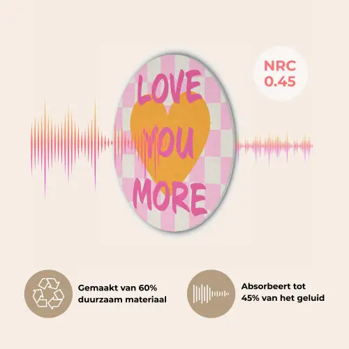 Valentijn - Love - Roze - Oranje Akoestische PET Vilt - Rond klein -USP_NL