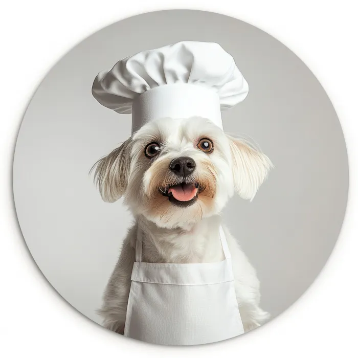 Hond - Wit - Kok Wandcirkel plexiglas klein -3d