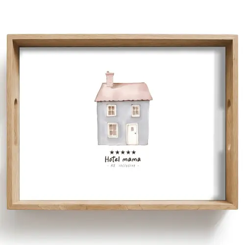 Lichtblauw - Huisje - Mama - Tekst Dienblad Rechthoek middel -z3d_shopping
