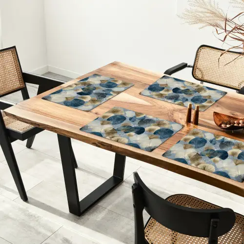Bladeren - Abstract - Goud - Blauw Placemat vinyl groot -zzsfeer4_Kitchenyeah-website
