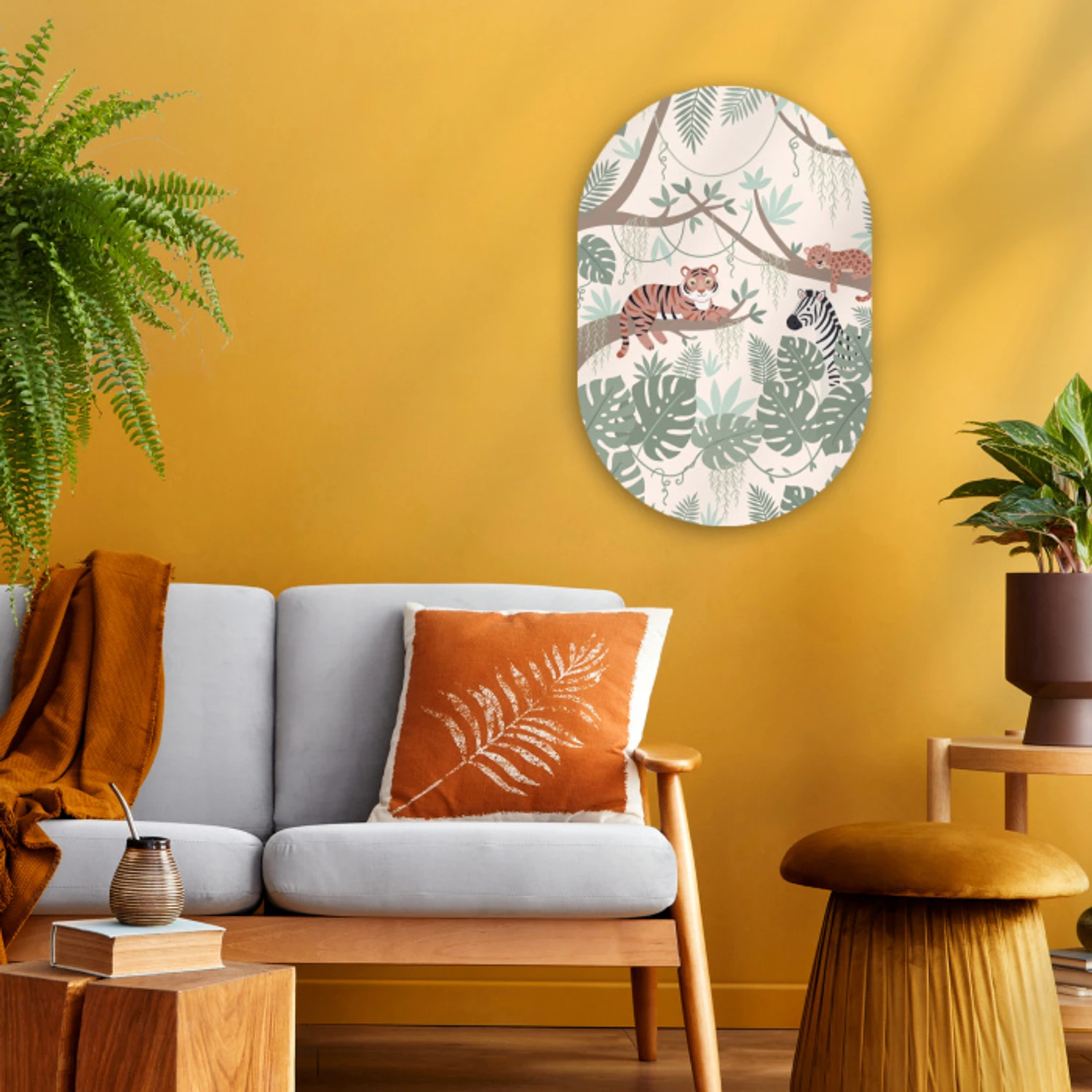 Jungle - Rustiek - Pastel Wandcirkel Ovaal Forex klein -sfeer4