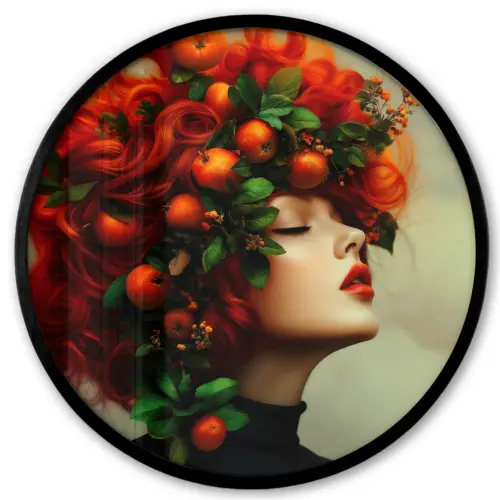 Vrouw - Appels - Rood - Bladeren Fotolijst rond zonder passe partout klein -3d